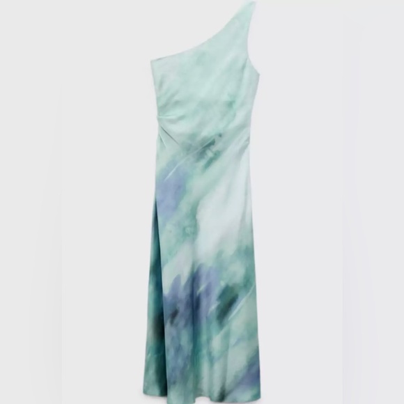 Zara DRAPED SATIN EFFECT DRESS. Greens. Size M. New with Tags. - Picture 8 of 8